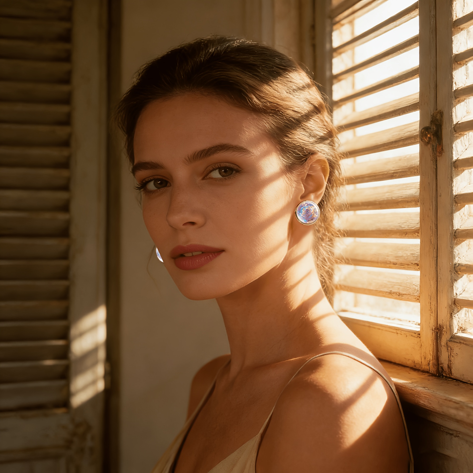 2pcs Rainbow Holographic No-Piercing Earrings Set, Dreamy